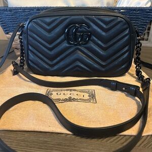 Gucci Calfskin Matelasse Monochrome Small GG Marmont Chain